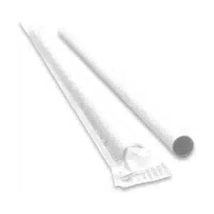 8" Paper Straw - White Paper Wrapped